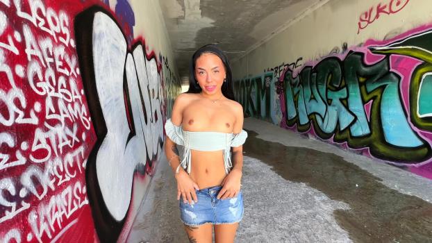 Young Hottie Bianca Bangs Fucks Under An Overpass