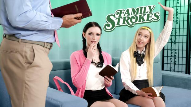 Step Daughter Celestina Blooms & Kallie Taylor Threesome Sex With Step Dad – Bible Study